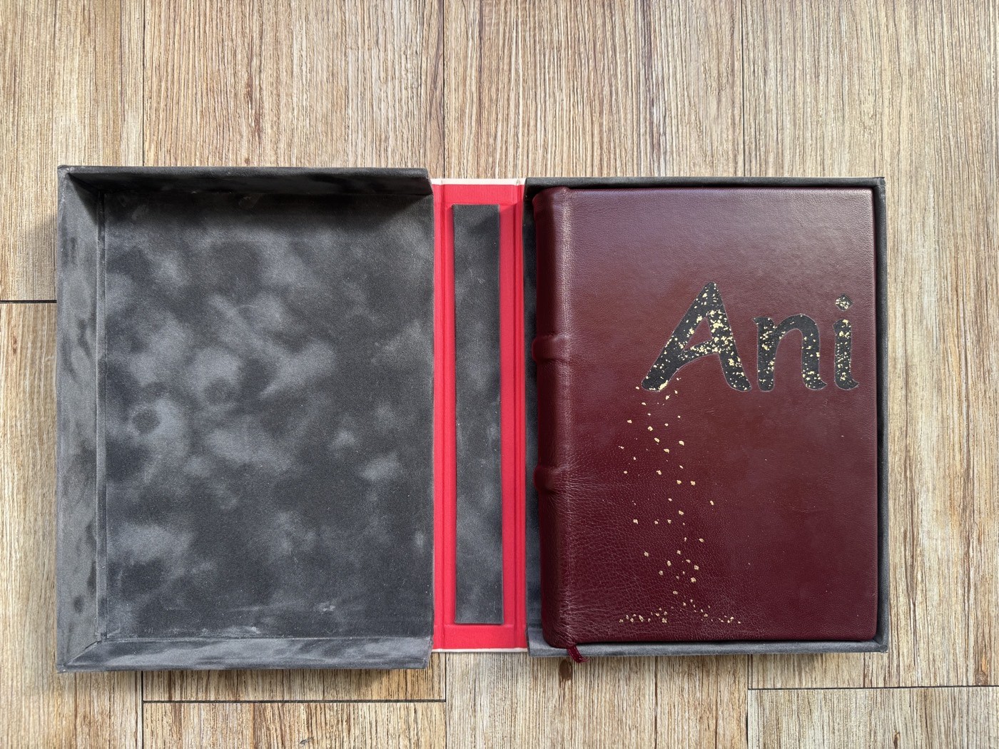 The finished book resting in its presentation box